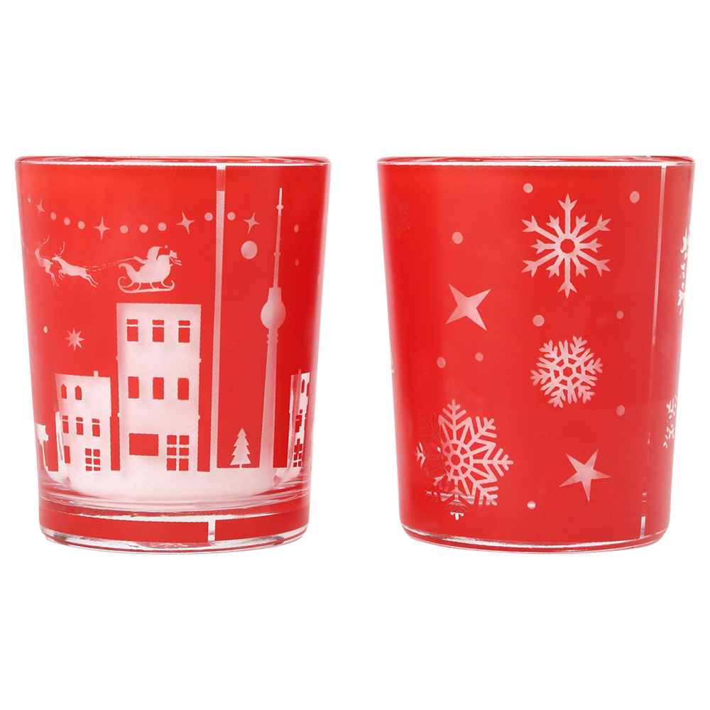 Teelichthalter Weihnachten 2er Set - rot