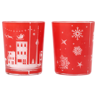 Teelichthalter Weihnachten 2er Set - rot