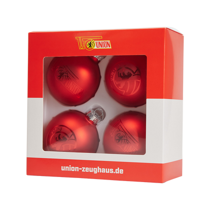 Weihnachtskugel Logo 4er Set - rot